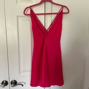 Hot pink satin mini dress